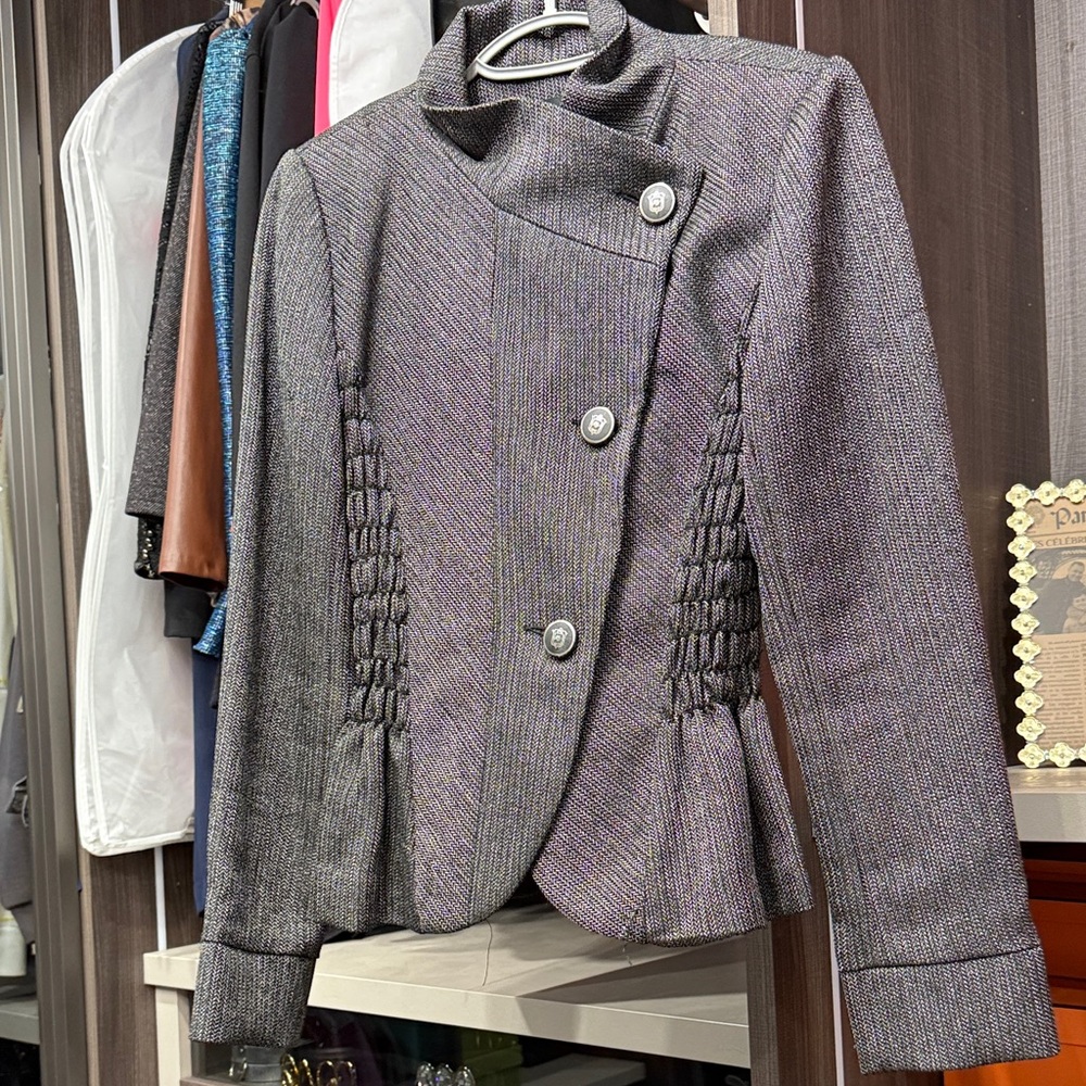 Zara Metallic Gray Women's Blazer
